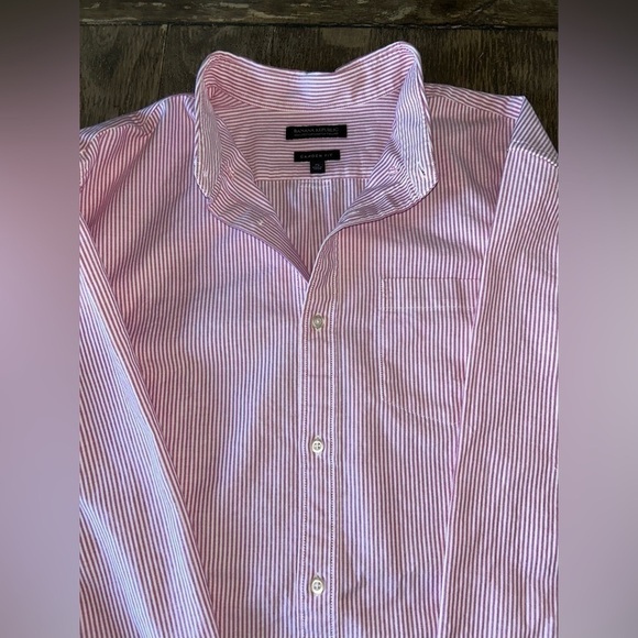 Men’s Banana Republic Classic Button Down Camden Fit Pink and White EUC - Picture 1 of 6